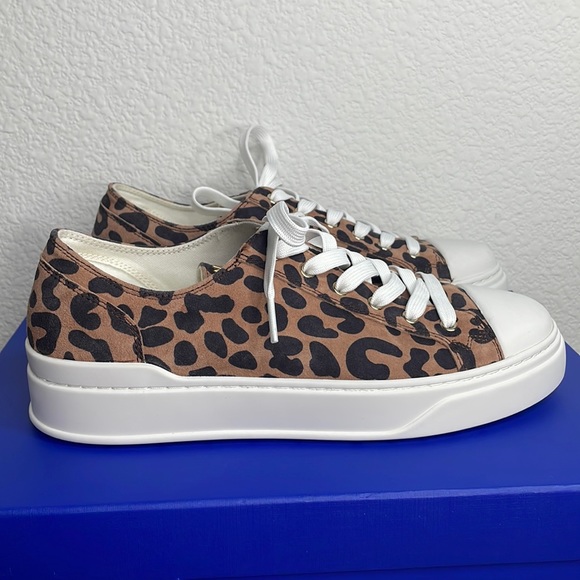 Stuart Weitzman Sammy Low Top Sneaker Cheetah Suede NWT US Size 8 - Picture 2 of 11